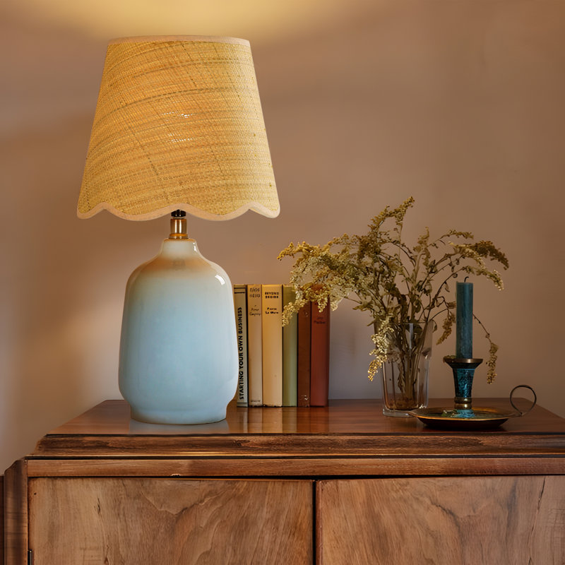 Ceramic 48Cm Standard Table Lamp, Light Blue
