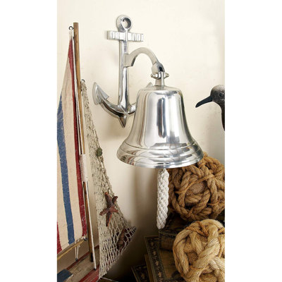 Aluminum Metal Bell Silver Wall Decor with Anchor Backing