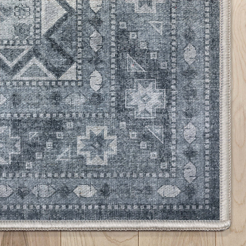 Kehr Praha Vintage Global Tribal Blue Flat-Weave Rug, Rectangle 3'3" x 5'