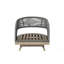 Chaise de patio pivotante en bois d'eucalyptus vieilli Orbit avec corde grise et coussins en oléfine taupe Orbit-1455488848