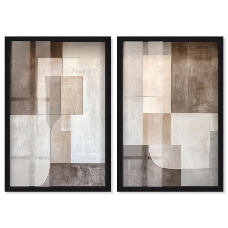 Ensemble d'œuvres d'art abstrait Boho, par Dream Remise, par Shadowbox, cadre noir, 16 x 24, H 25 po x l 17 po