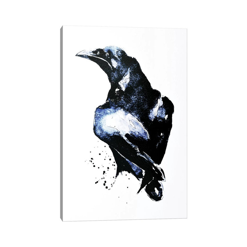 Corbeau par Edswatercolours - Giclée sur toile tendue avec châssis, H 12 po x l 8 po x P 0,75 po
