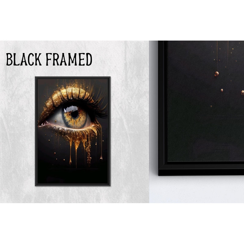 Œuvre imprimée sur toile Golden Crying Eye: Modern, Elegant Home Decor, 1P BlackFramedCanves