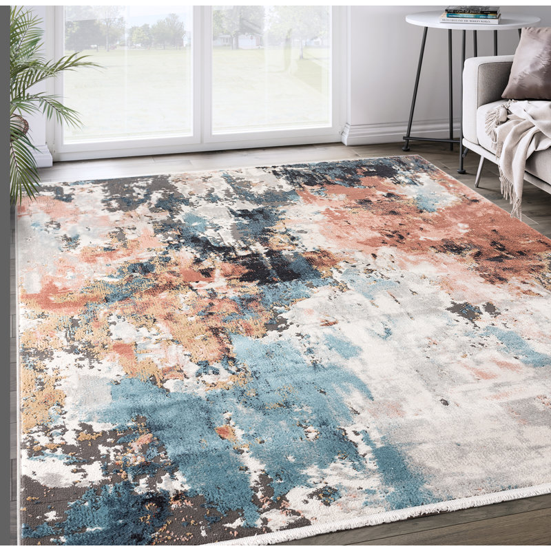 Abilene Abstract Copper/Rust Area Rug, Rectangle 4' x 6'
