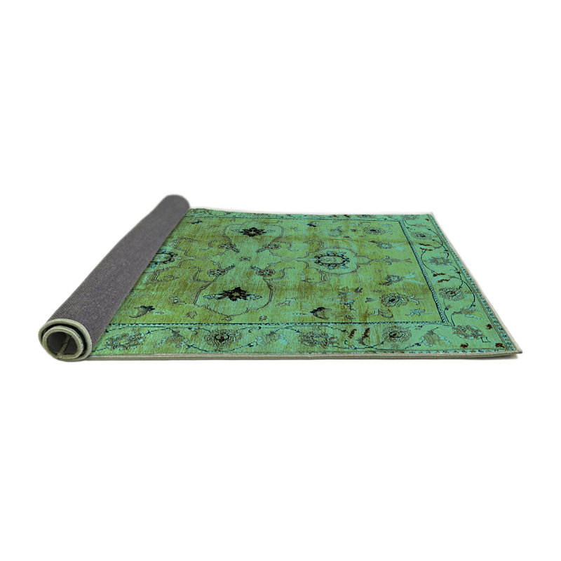 Tapis oriental en laine / polyester tissé à la machine en bleu, Rond 8 pi