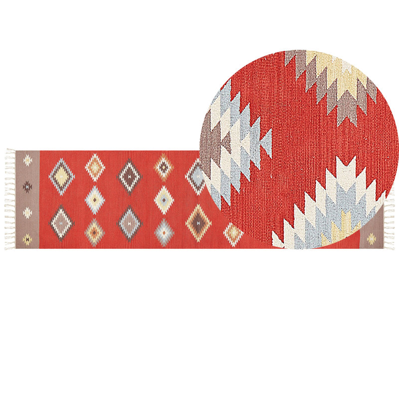 Angela Southwestern Cotton Hand Woven Area Rug, Runner 80 x 300cm