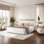 Grand lit plateforme tapissier à profil bas pour grand lit, blanc-718986207