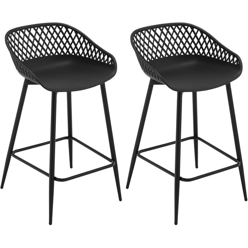 Lucasville Counter Stool with Metal Frame, Black