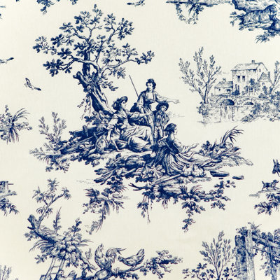 Bouvier Blue Toile 100% Cotton Fabric