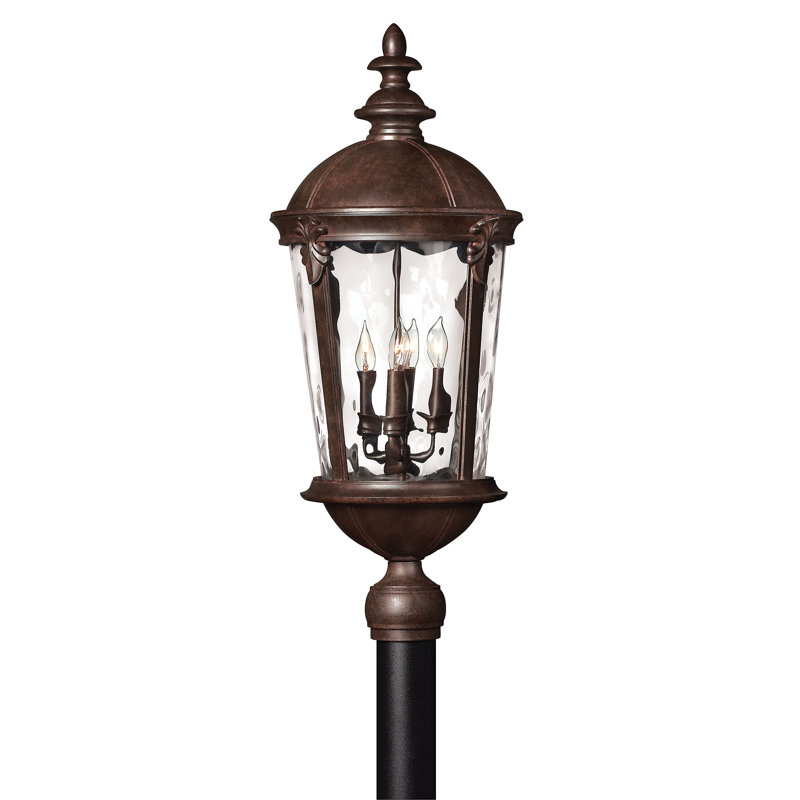 Windsor 30" Four-Light Candle Outdoor Post/Pier Mount Lantern, River Rock