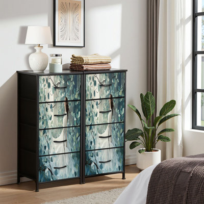 Commode pour commode de chambre à coucher pour placard de fenêtre gothique complexe Saint Eucalyptus Commode et commode en tissu pastel avec bacs de rangement à 4 tiroirs