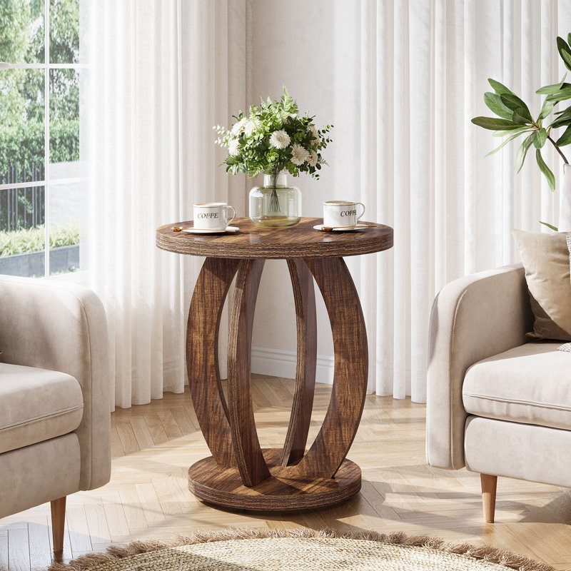 24-Inch Tall Round End Table, Coffee Brown