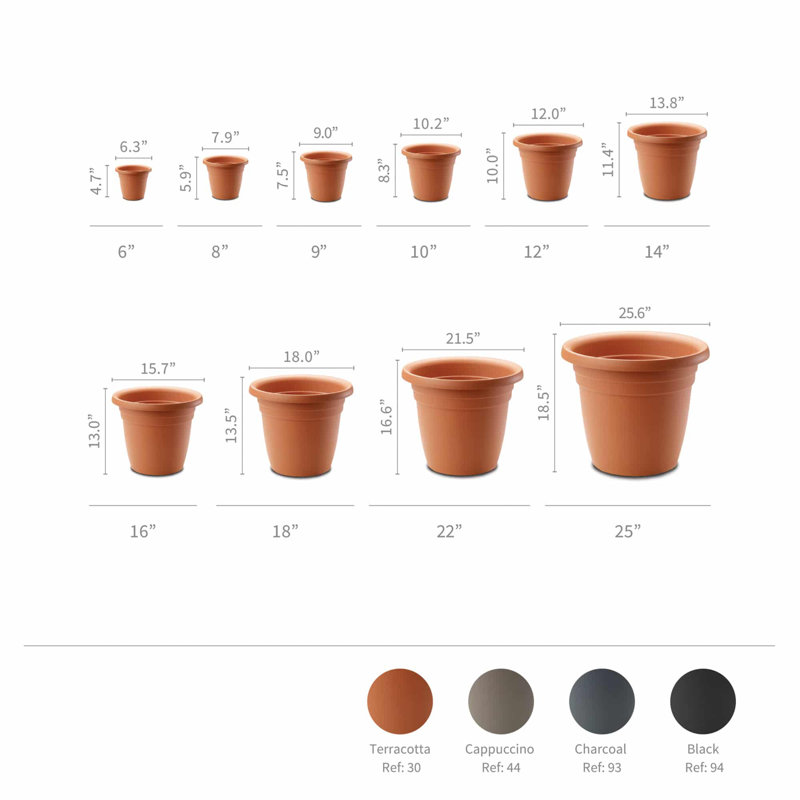 Pot Planter, 11.5" H x 14" W x 14" D, Terracotta