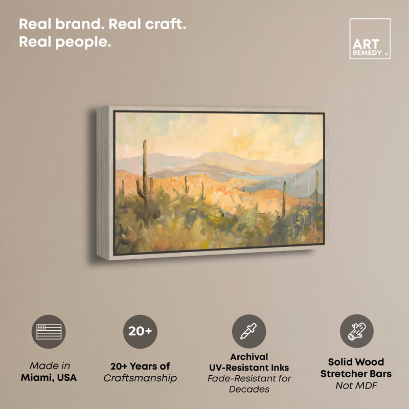 «Arizona Fields Print» par Art Remedy, cadre en chêne naturel, 45 x 30, Cadre en chêne naturel, H 31 po x l 46 po