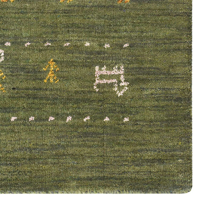 Hand Knotted Loom Wool Eco-Friendly Area Rugs - Green Color, Contemporary Modern Design, High Pile Thick Handmade Anti Skid Area Rugs for Living Room, Bed Room