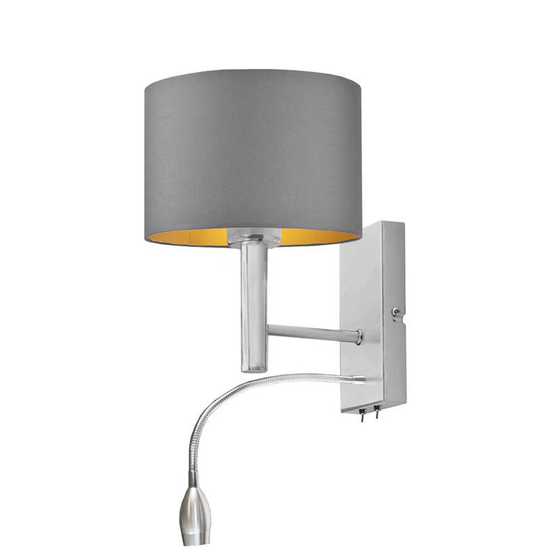 Schick Steel LED Armed Sconce, Nickel, Grey