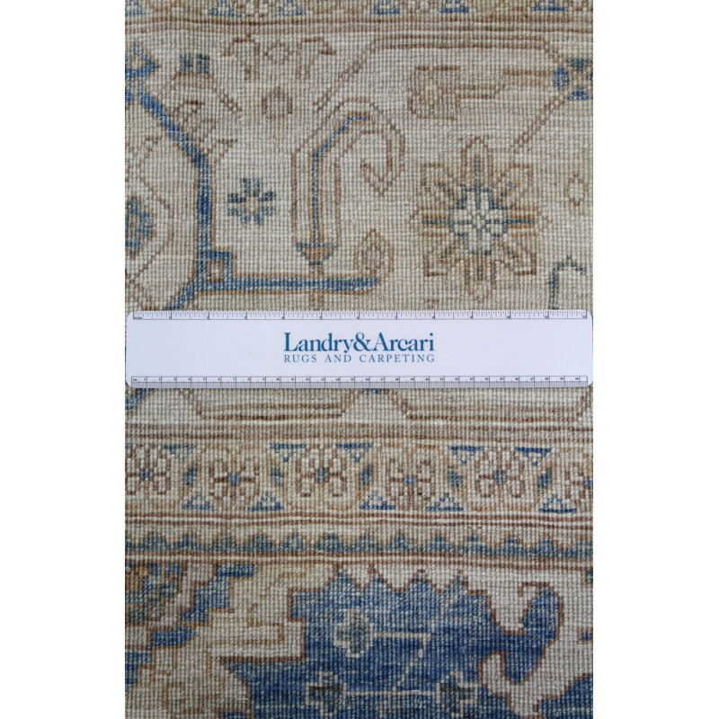 Tapis bleu en laine noué à la main de conception unique 8 pi x 9 pi 10 po New Age