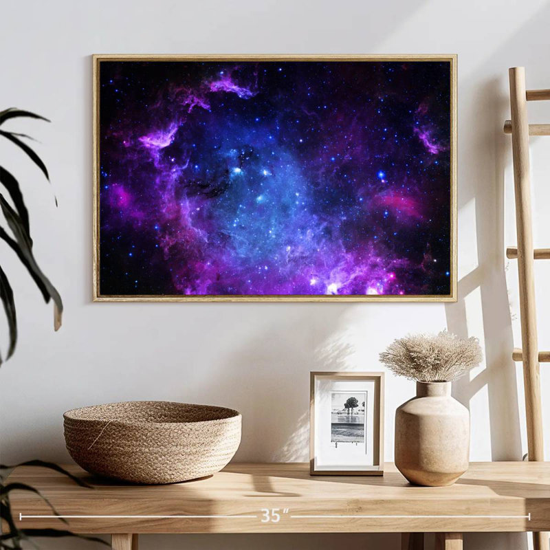 Étoile de nuit, Cadre flottant en bois naturel, 25 po x 17 po