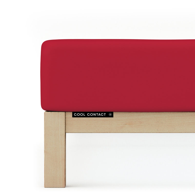 Cool Contact 100% Microfibre Fitted Sheet, Red Deep, L 140 x 200cm - 160 x 200cm