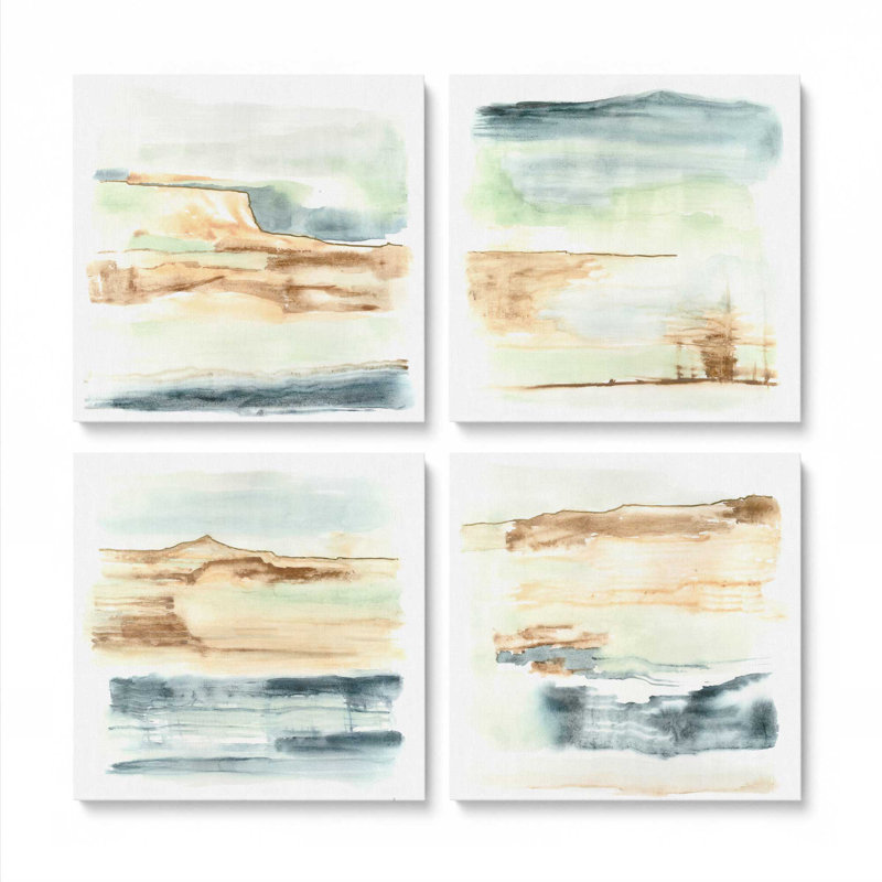 Sandy Sky Stripes, ensemble de 4 impressions, 20 po x 20 po, Toile tendue, Toile tendue