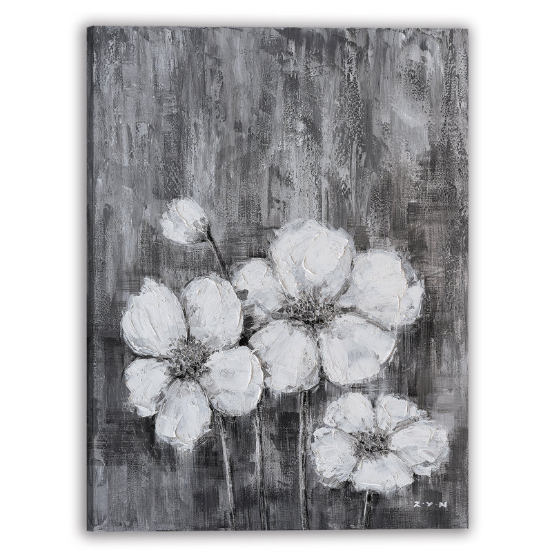 Fleurs - peinture sur toile tendue, H 36 po x l 48 po x P 1,5 po