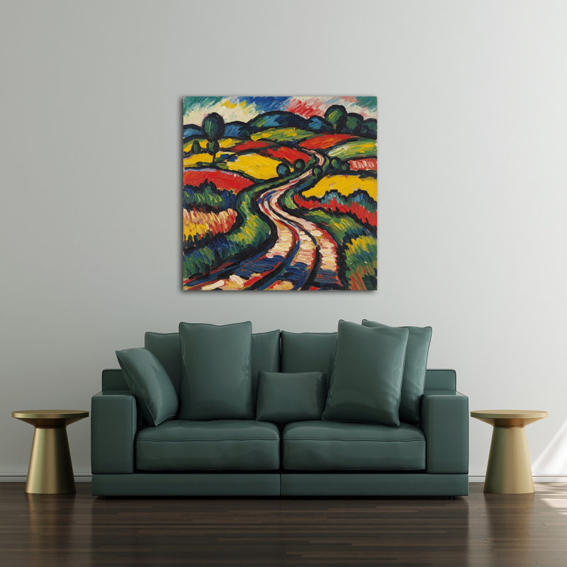 Champs de couleurs en fleurs, H 36 po x l 36 po