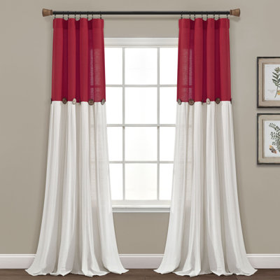 Lush Decor Linen Button Semi-Sheer Single Curtain Panel