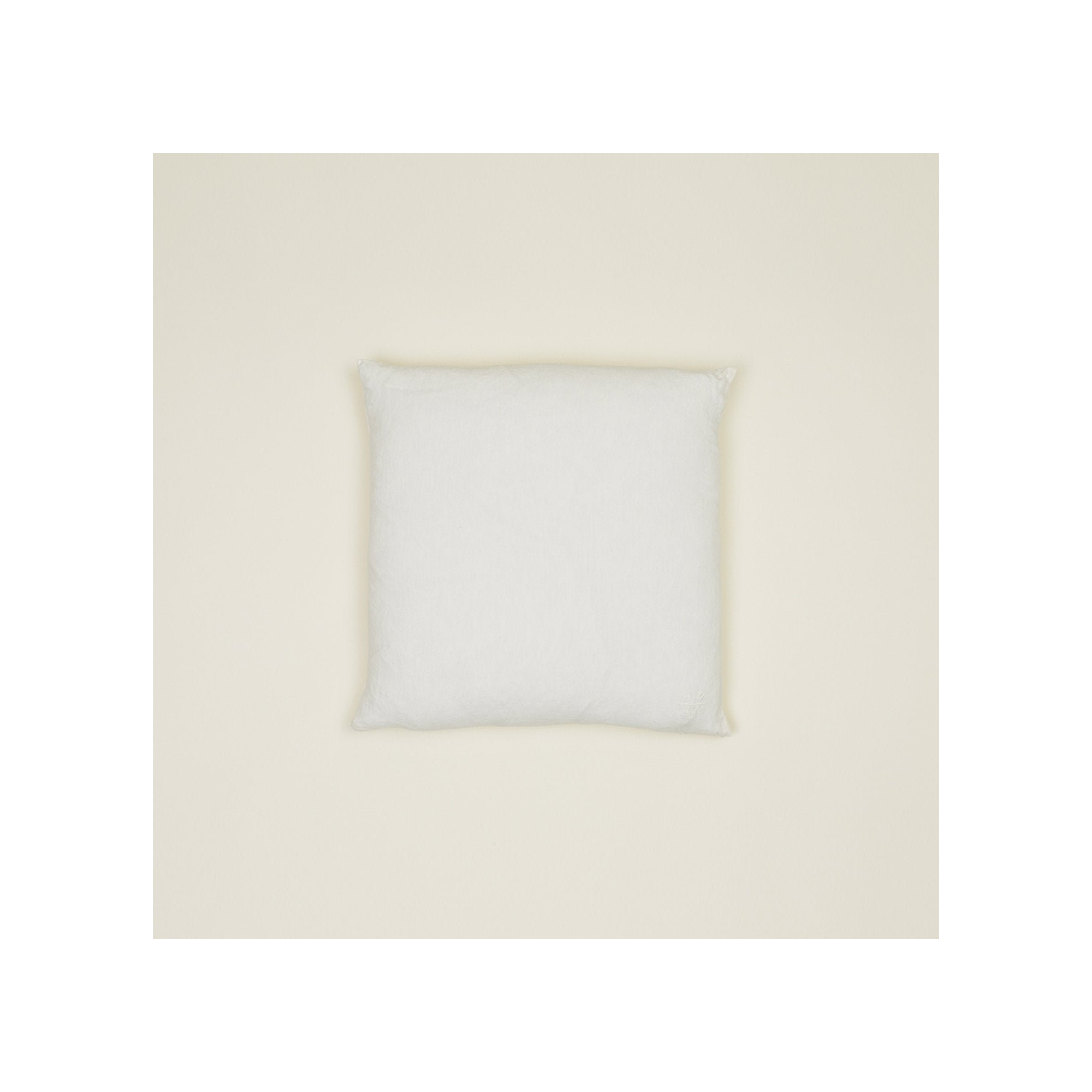 Simple Embroidered Linen Throw Pillow, Square 22", Ivory