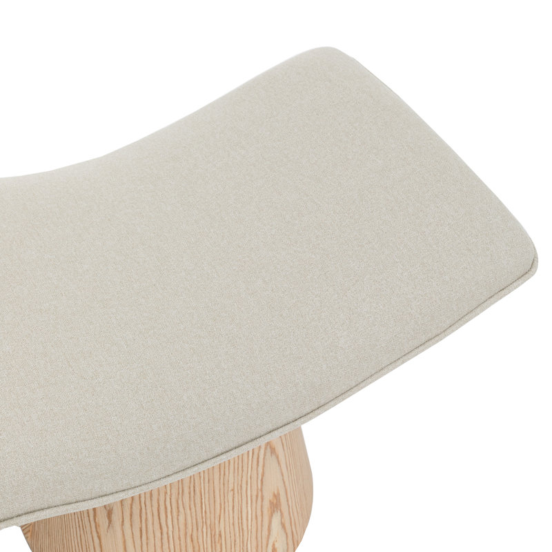 Jalsingh Upholstered Ottoman, Beige Revolution Performance Fabrics®, Natural Oak