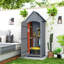 Aana Wooden Garden Storage Shed 3 Shelves 77.5 x 54.2 x 179.5cm Grey