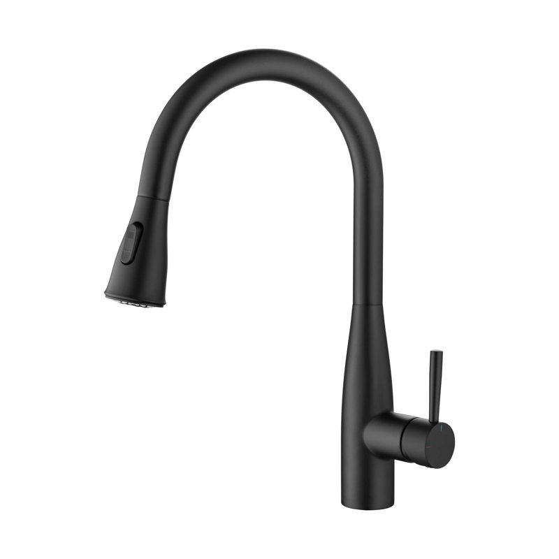 Robinet de cuisine à poignée simple Bari-T, Noir mat