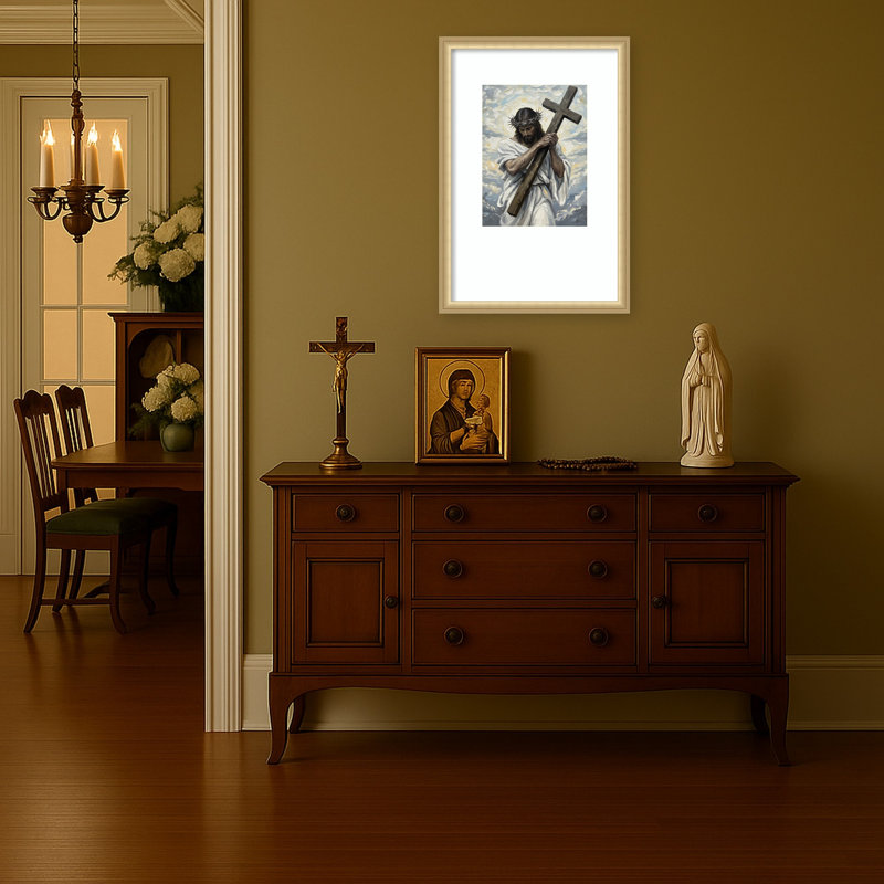 «Jesus Christ» par Hugo Wood, reproduction d'art encadrée, 18 x 26