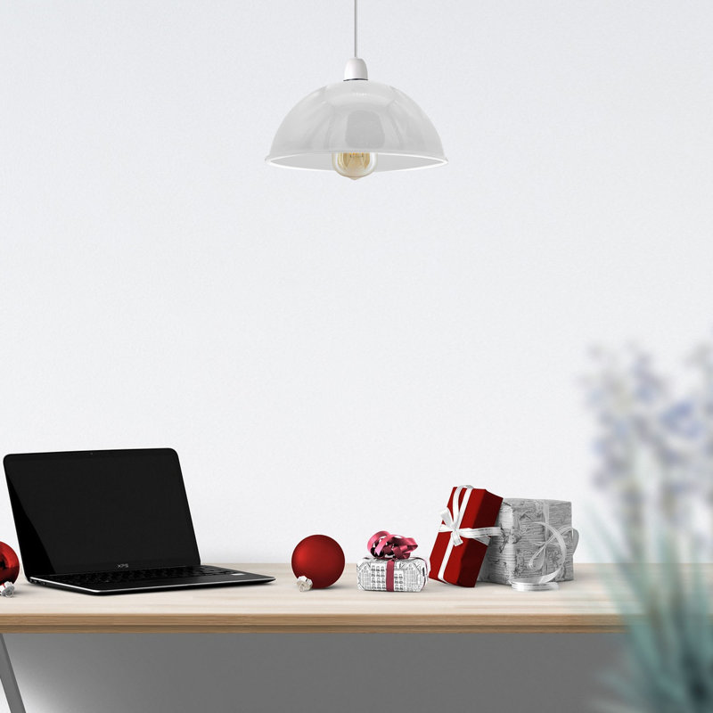 14cm H Metal Bowl Lamp Shade ( Uno ), White