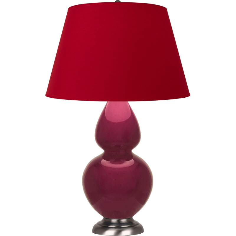 Lampe de table double gourde en céramique, Bleu marine/gris, Argent argent, Sucre prune glacé