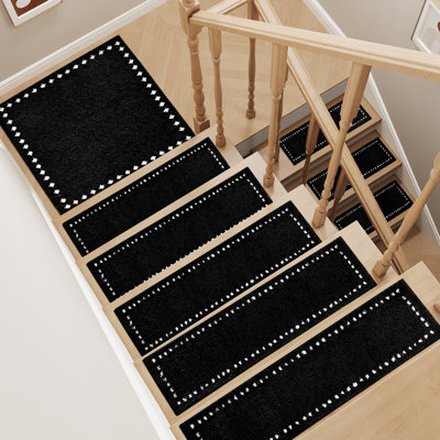 Soft Plush Black Non-Slip Stair Treads