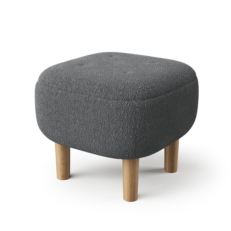 Kamar 41cm Wide Square Solid Colour Footstool Ottoman, Grey