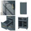 Meuble-lavabo moderne 24 po avec lavabo en céramique intégré, armoire de rangement en bois massif avec 3 tiroirs et 1 porte (noir / bleu)-1284943790
