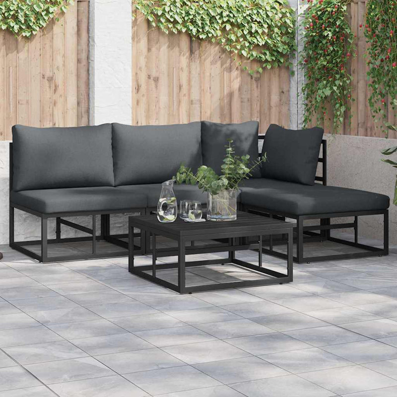 Vidaxl Garden Sofa Set With Cushion 5 Pcs Black Aluminium