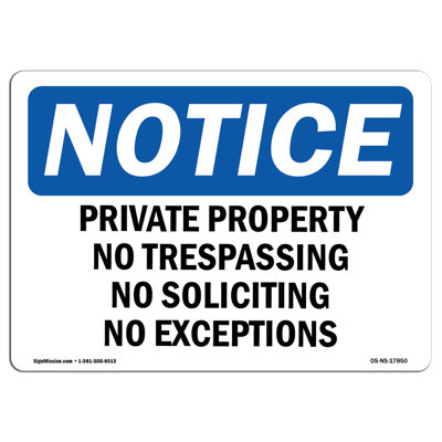 Private Property No Trespassing No Soliciting Sign
