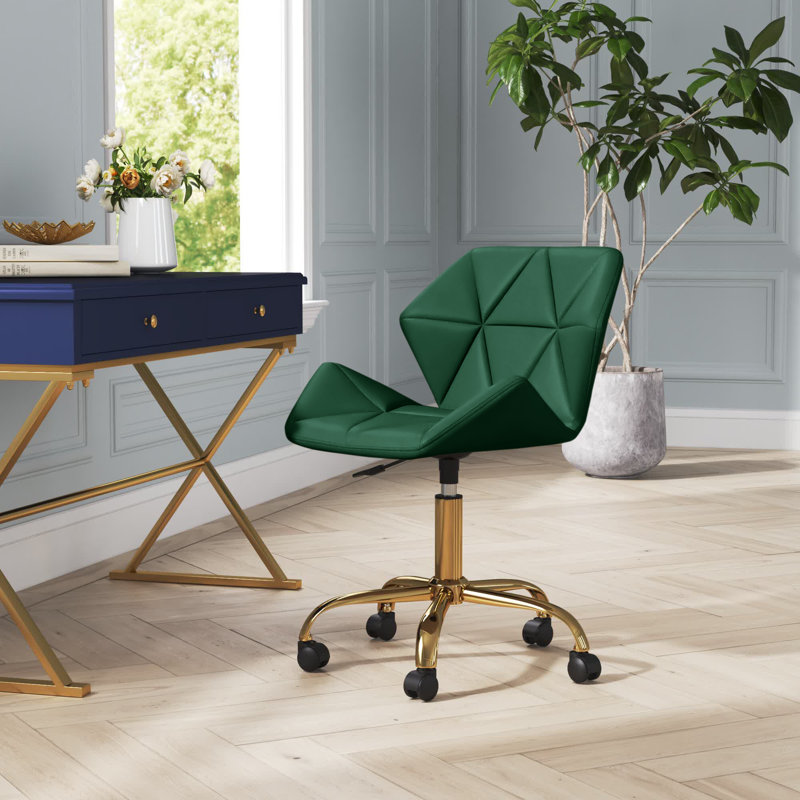 Chaise de bureau pivotante en velours Alec, Vert foncé