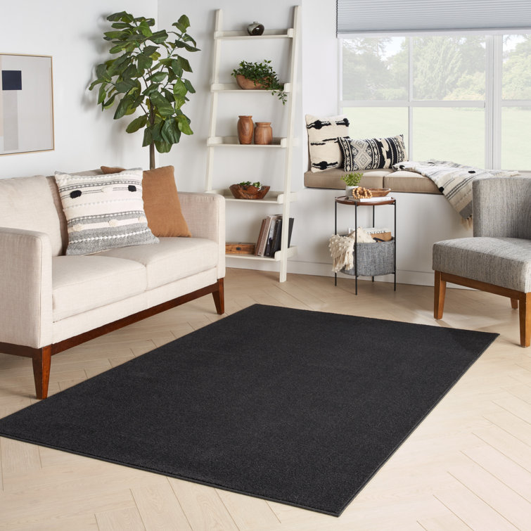 Mullican Sandy Solid Black Easy Care Indoor/Outdoor Area Rug