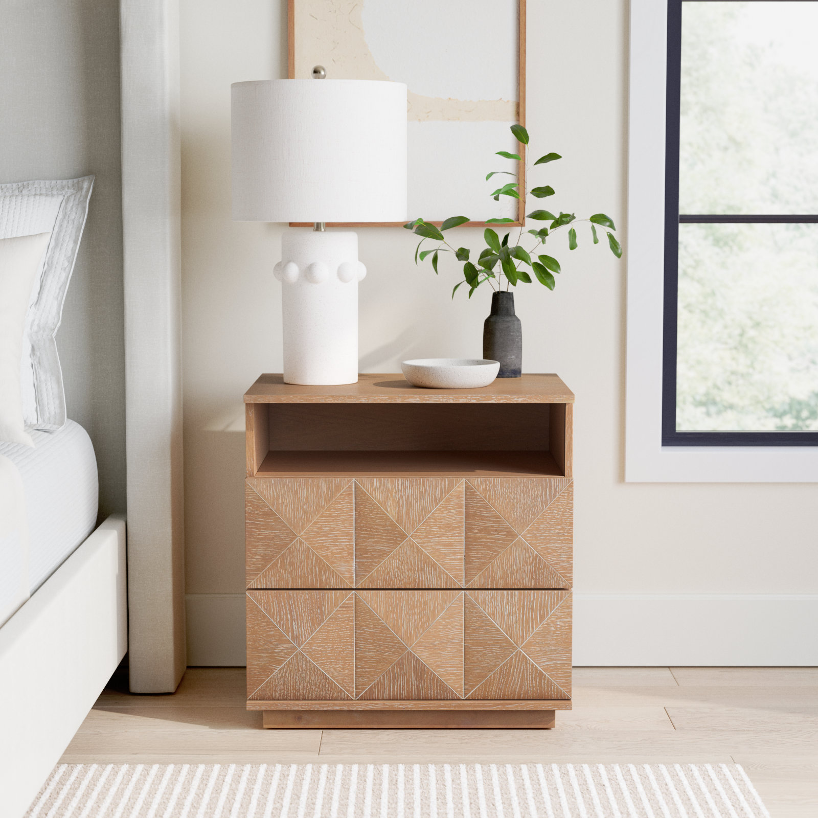 Iriye 2 - Drawer 23.6" Nightstand, Natural
