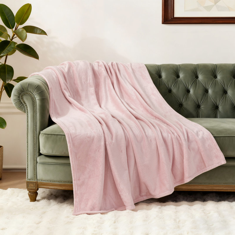 Jeté en molleton ultra doux, Rose