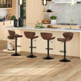 Costway Swivel Upholstered Adjustable Height Counter Stool with Metal Frame