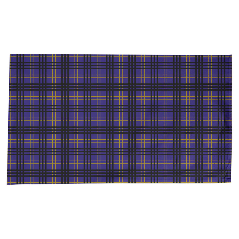 Nappe en mélange de coton à carreaux, Mauve/ or métallique / noir