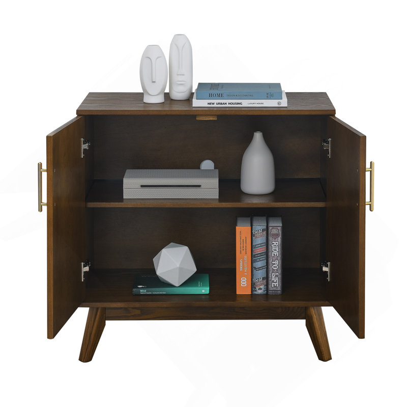 Mid Century Modern Fluted Sideboard Cabinet With Adjustable Shelves & Solid Wood Legs, Buffet Cabinet With Storage, Storage Cabinet For Living Room, Entryway, Hallway, Dining Room, Kitchen