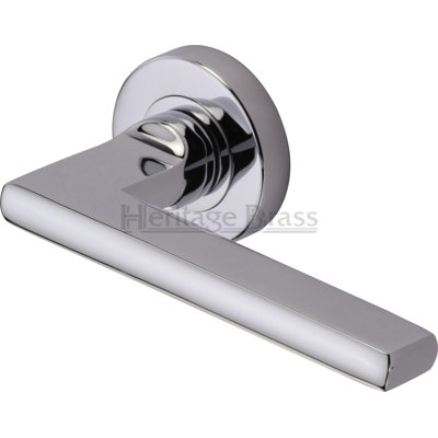 Heritage Door Handle Lever Latch on Round Rose Trident Design