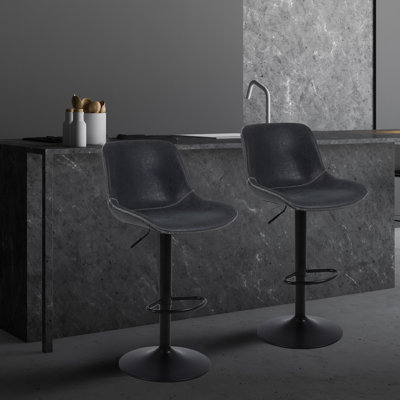 Swivel Upholstered Adjustable Height Counter Stool with Metal Frame