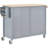 54.3" Grey Blue Kitchen Island Cart - Solid Wood Top, 4-door Cabinet, 2 Drawers, Spice/towel Racks & Locking Wheels