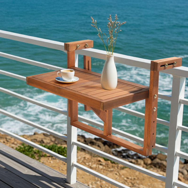 Table d'appoint de patio pliante en bois d'acacia